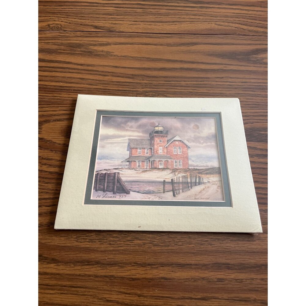 Mark Sherman print #327 brick light house on beach
